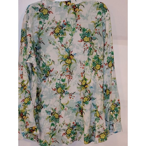 VanHuesen Women's Floral Print Button Up Blouse Long Sleeves Size XL - Picture 13 of 14